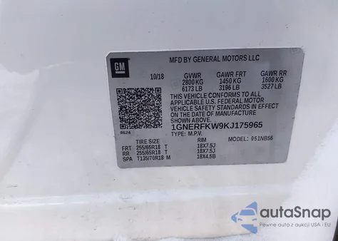 2019 Chevrolet Traverse Ls from USA, damaged, VIN 1GNERFKW9KJ175965